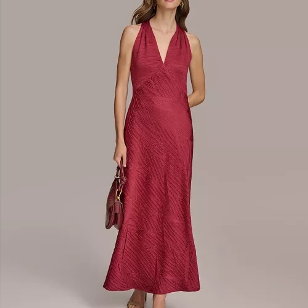 NWOT Donna Karan Red V neck Gown sz 4 - Picture 4 of 7